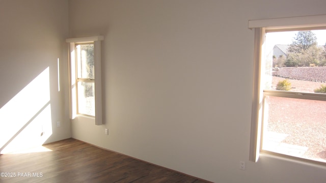 empty room featuring dark hardwood / wood-style floors