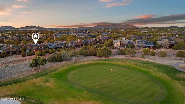 drone / aerial view with a residential view and a mountain view