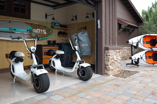 exterior space featuring a garage