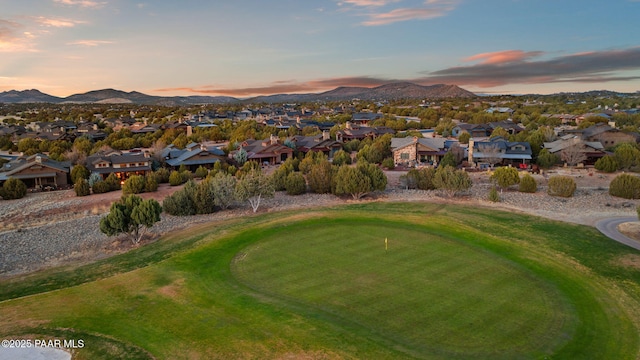 birds eye view of property with a residential view and a mountain view