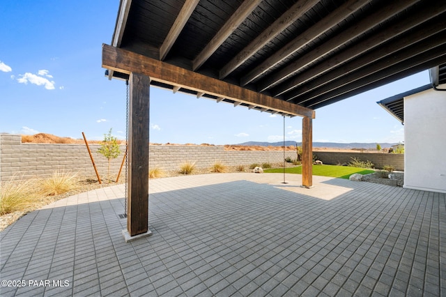 5734 E Hahn St, Prescott Valley, AZ 86314 - view of patio with a mountain view and a fenced backyard