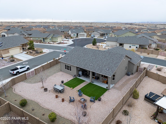 bird's eye view with a residential view