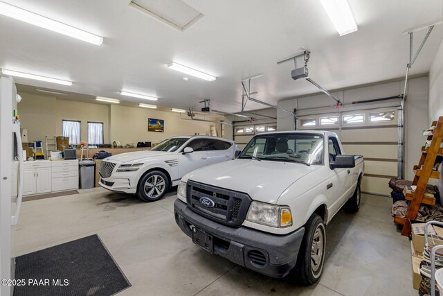 garage with a garage door opener