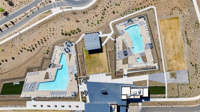 aerial view of a pool