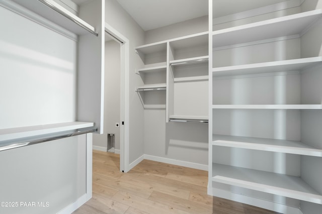 spacious closet with light wood-type flooring