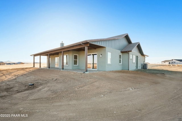 view of front of property featuring central air condition unit