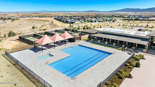 3290 Willow Butte Cir, Prescott, AZ 86301 - community pool featuring a mountain view, fence, and a residential view