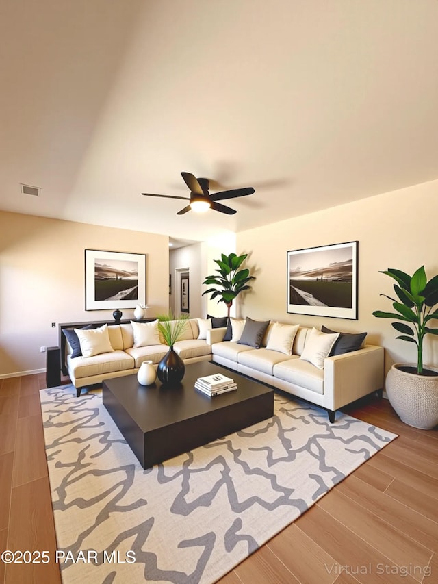 7010 N Race Track Rd, Prescott, AZ 86305 - living room with wood finished floors and ceiling fan