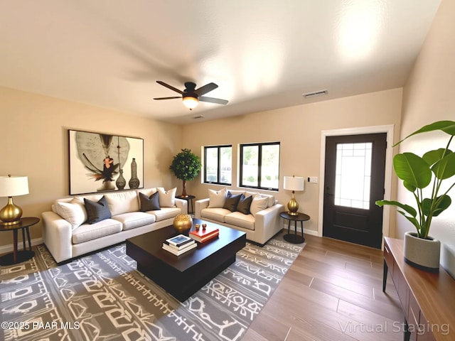 7010 N Race Track Rd, Prescott, AZ 86305 - living room with wood finished floors and ceiling fan