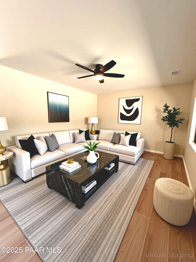 7010 N Race Track Rd, Prescott, AZ 86305 - living area with wood finished floors and a ceiling fan
