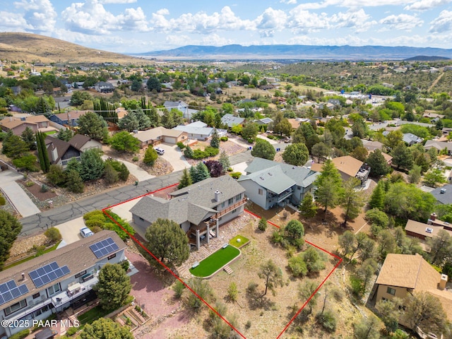4995 Cactus Pl, Prescott, AZ 86301 - aerial view of residential area with a mountain backdrop and property boundaries highlighted