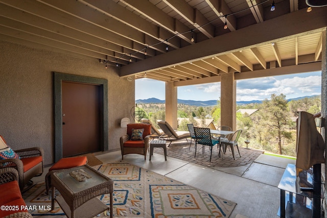 4995 Cactus Pl, Prescott, AZ 86301 - view of patio / terrace with a mountain view and outdoor dining area