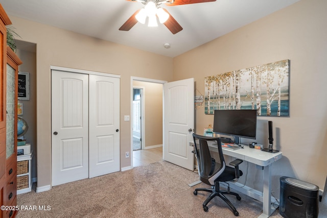4995 Cactus Pl, Prescott, AZ 86301 - carpeted home office with ceiling fan and baseboards