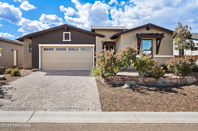 view of front of house with a garage