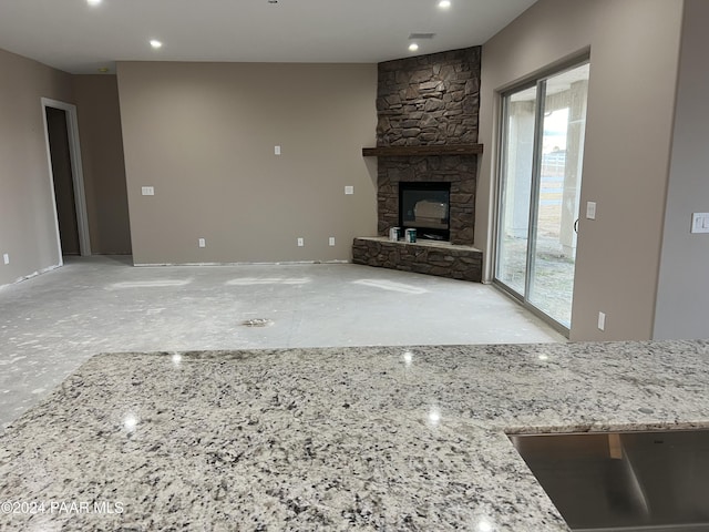 living room with a fireplace