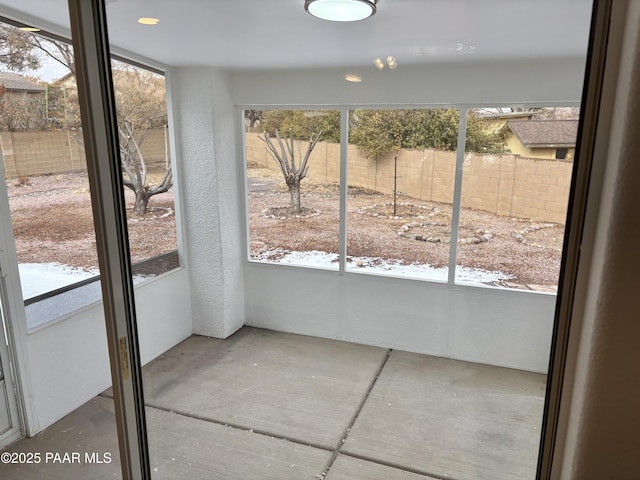 view of unfurnished sunroom