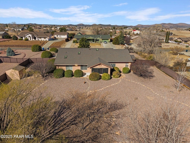 bird's eye view with a mountain view and a residential view