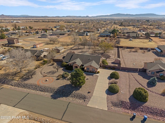 bird's eye view featuring a mountain view and a residential view