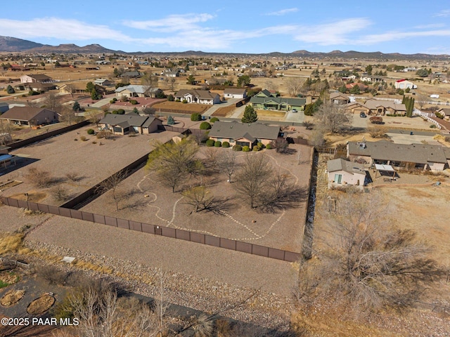 aerial view with a mountain view and a residential view