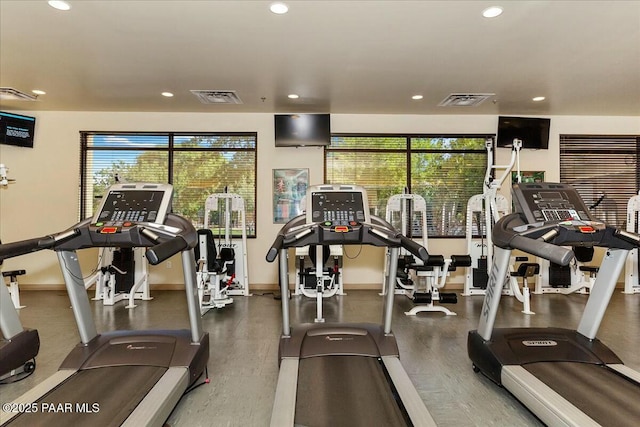 exercise room with a healthy amount of sunlight