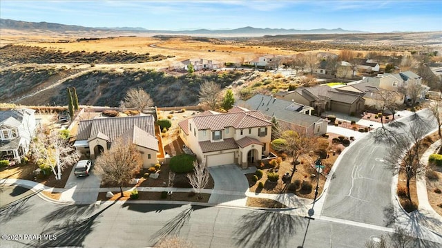 bird's eye view featuring a mountain view