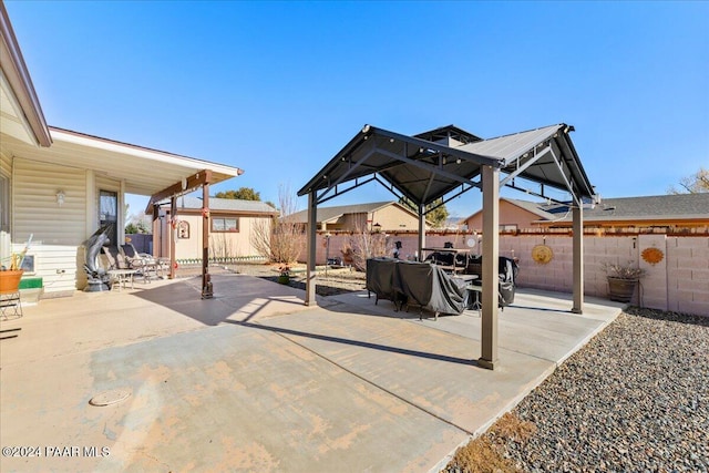 view of patio / terrace featuring an outbuilding