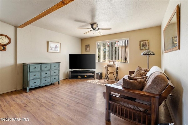 1819 Mountain View Ln, Prescott, AZ 86301 - living area featuring ceiling fan, light wood-style floors, and a textured ceiling