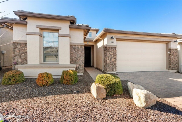 prairie-style home with a garage