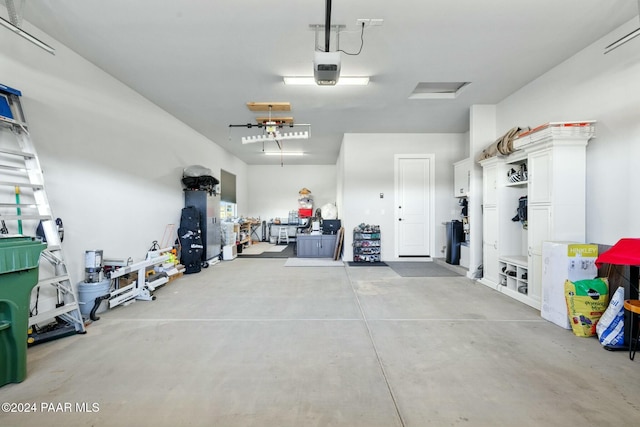 garage with a garage door opener