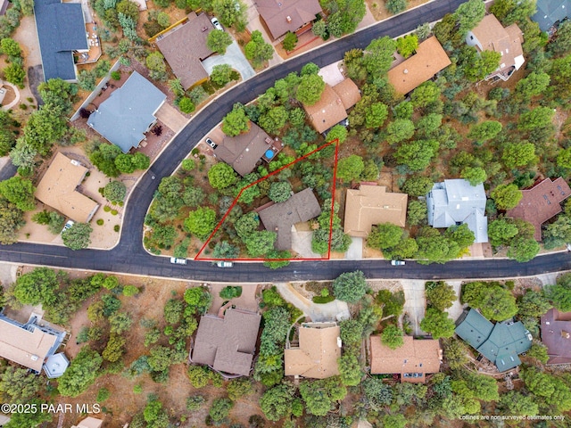 1210 Tanglewood Rd, Prescott, AZ 86303 - aerial view of property's location with property boundaries highlighted and nearby suburban area