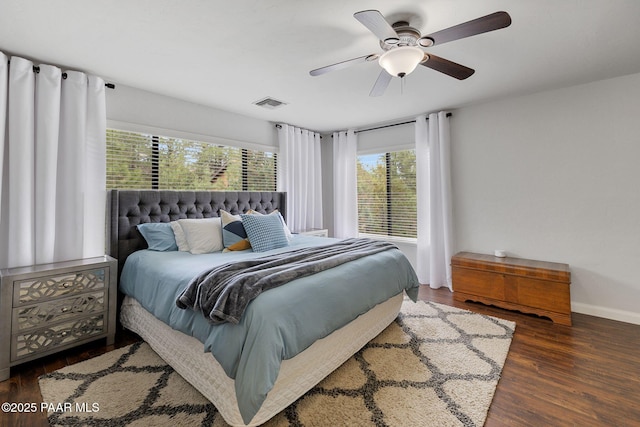 1210 Tanglewood Rd, Prescott, AZ 86303 - bedroom with wood finished floors, ceiling fan, and baseboards