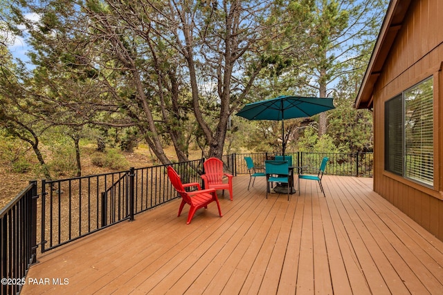 1210 Tanglewood Rd, Prescott, AZ 86303 - wooden terrace with outdoor dining space