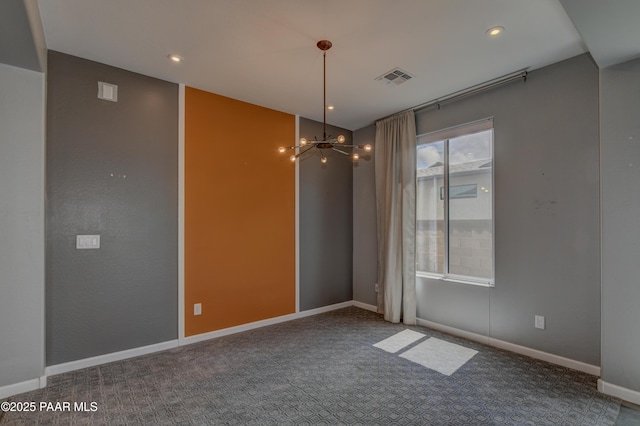 5393 Crescent Edge Dr, Prescott, AZ 86301 - carpeted empty room featuring a chandelier, recessed lighting, and baseboards