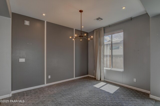 5393 Crescent Edge Dr, Prescott, AZ 86301 - carpeted empty room featuring a chandelier and recessed lighting