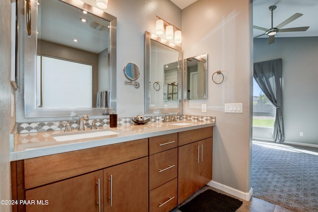 5393 Crescent Edge Dr, Prescott, AZ 86301 - full bath featuring a ceiling fan, baseboards, and double vanity