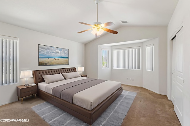 1634 Addington Dr, Prescott, AZ 86301 - carpeted bedroom with vaulted ceiling, a ceiling fan, and a closet