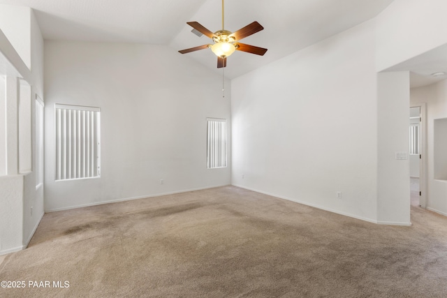 1634 Addington Dr, Prescott, AZ 86301 - carpeted empty room featuring high vaulted ceiling and a ceiling fan