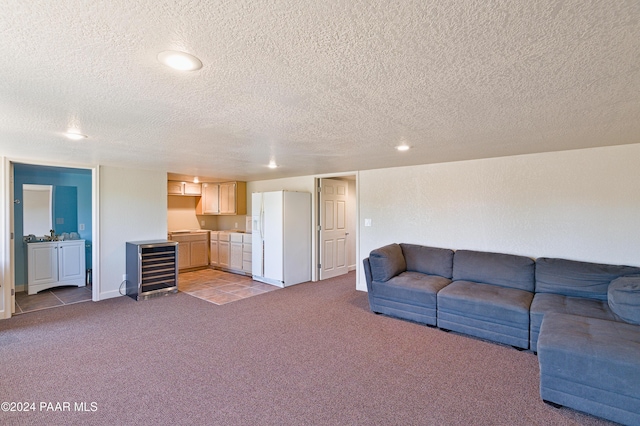 4860 W Stazenski Rd, Prescott, AZ 86305 - living room with recessed lighting, a textured ceiling, and light carpet