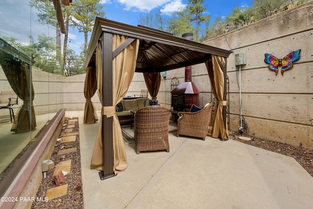 view of patio featuring a gazebo