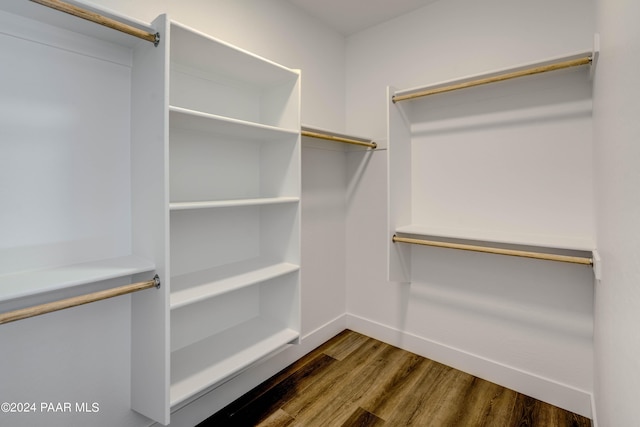 walk in closet with wood-type flooring