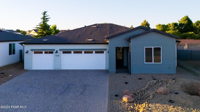 view of front facade featuring a garage