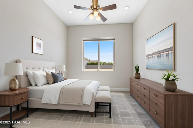 4726 N Salem Pl, Prescott Valley, AZ 86314 - bedroom with baseboards, recessed lighting, and ceiling fan