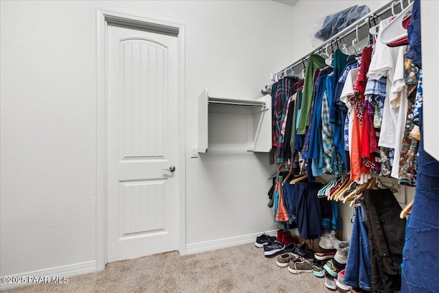 walk in closet featuring carpet