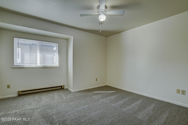 1242 Stetson Rd Unit 21, Prescott, AZ 86303 - unfurnished room featuring a baseboard heating unit, carpet flooring, and ceiling fan