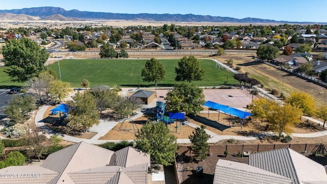 bird's eye view with a mountain view and a residential view