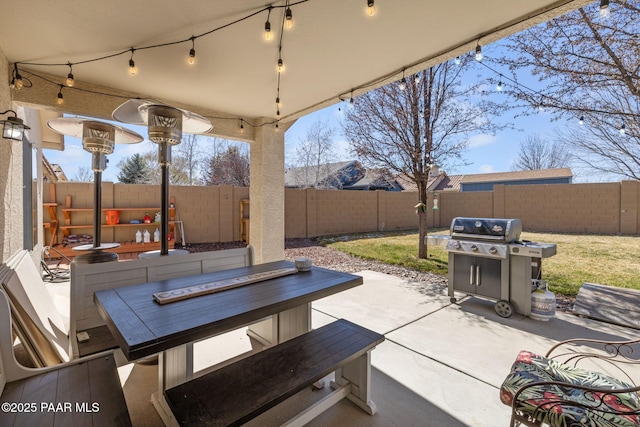 view of patio / terrace featuring grilling area and a fenced backyard