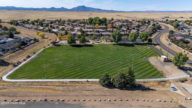 drone / aerial view with a mountain view and a residential view