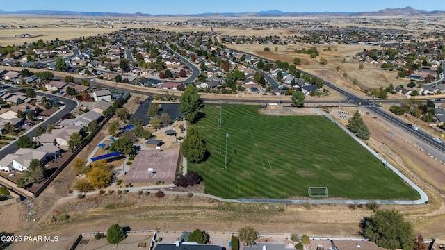 bird's eye view featuring a residential view and a mountain view