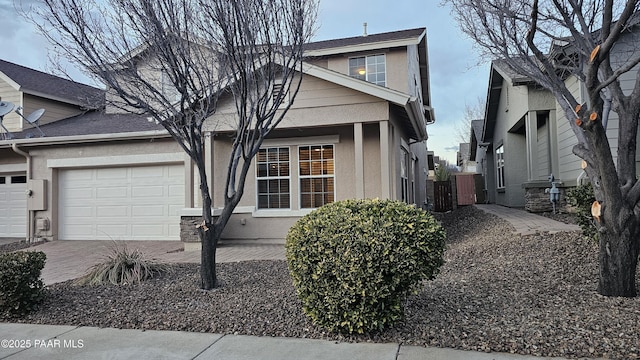 exterior space with a garage