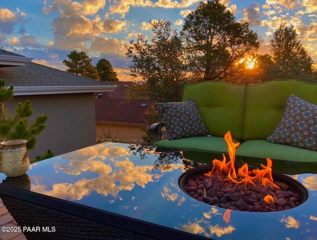 exterior space featuring a fire pit